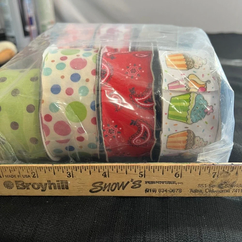 Lot of 10 Ribbon Spools The Ribbon Boutique Offray Venus Paisley Camo Dots Multi